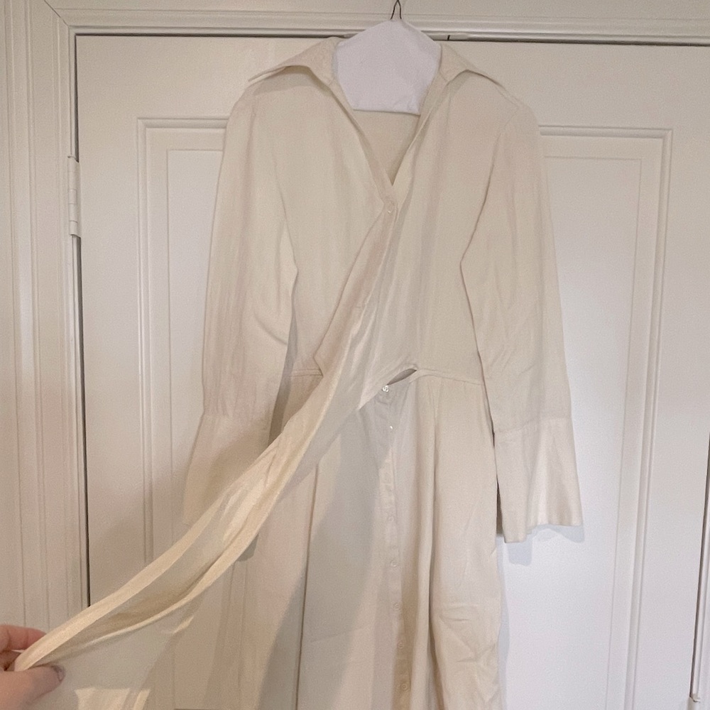 Linen tie front dress